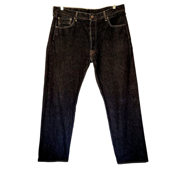 Levis 501 Original Fit Mens Jeans W38 L30 Black Straight Leg Denim 100% Cotton M - Picture 2 of 7